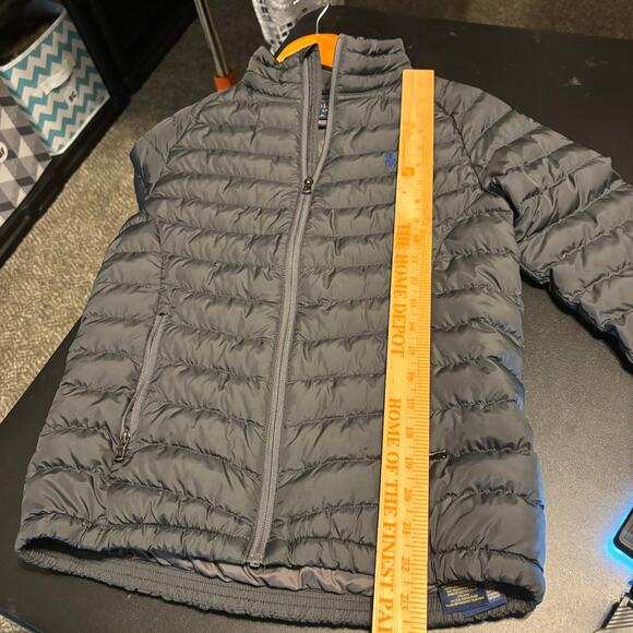 Polo Ralph Lauren Kids Size M 10-12 Puffer Jacket Gray Quilted Lightweight FLAW - Picture 6 of 9